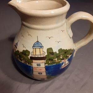 Ceramic pitcher,  lighthouse design